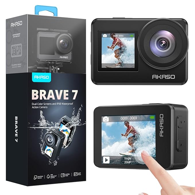 Akaso Brave 7 4K Action Camera Waterproof Body & EIS Stabilization